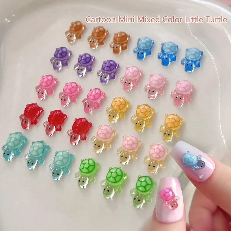 10/30 Pcs Mixed Nail Art Resin Cartoon Little Turtle Series Charms Rhinestones DIY Craft For Nail 3D Decorations Jewelry