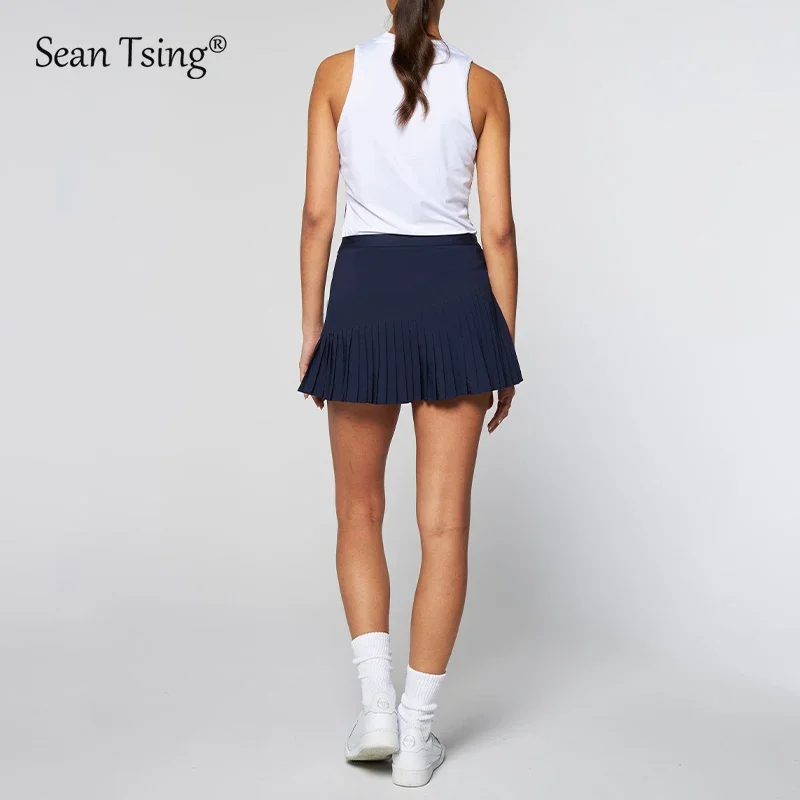 Sean Tsing® Sport Golf Tennis Suits with Shorts Women Sleeveless Vest and Pleated Skirts Badminton Volleyball Workout Outfits