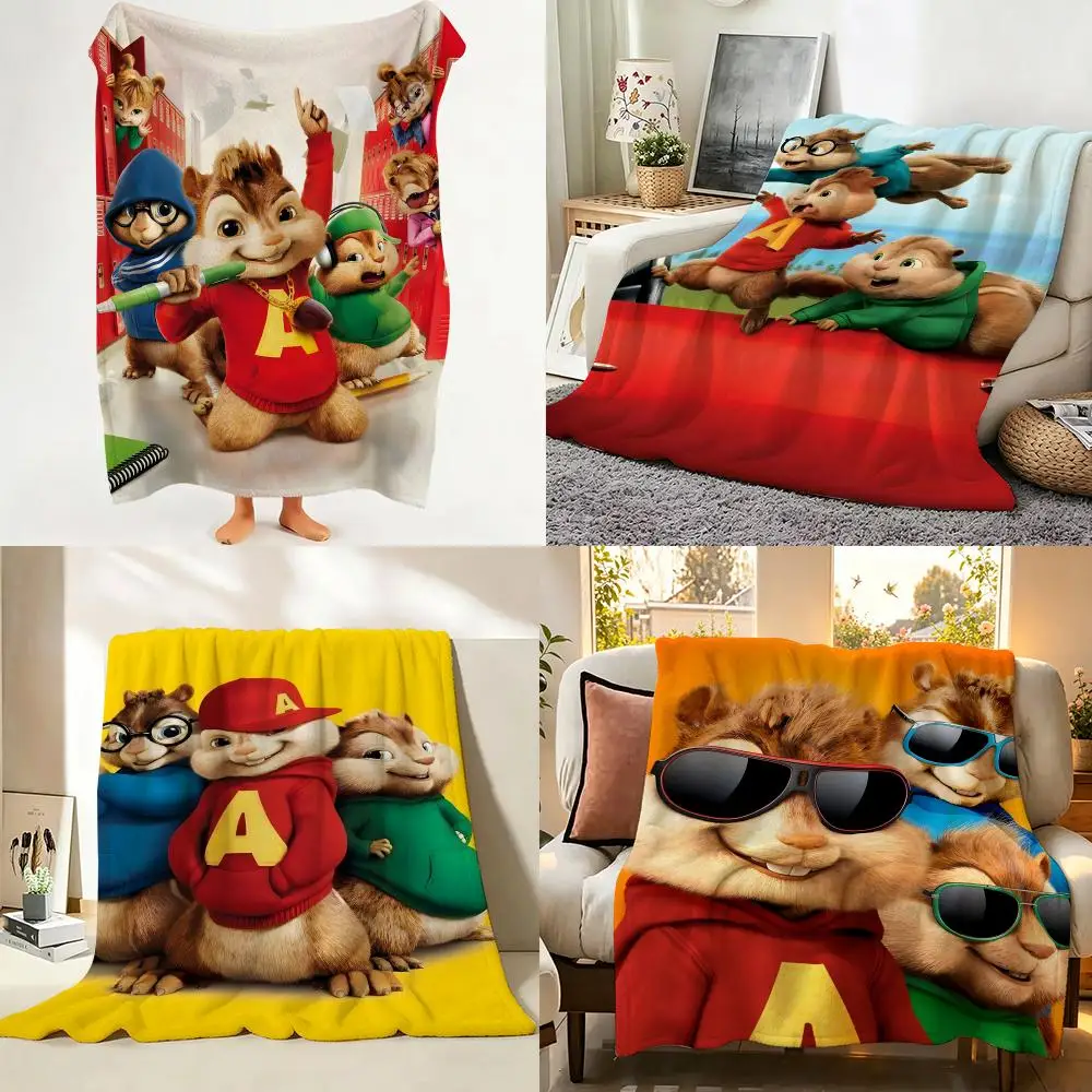 Film-Throw-Decke „A-Alvin A-And T-The C-Chipmunks“ aus Flanell, geeignet für Sofa, Wohnzimmer, Schlafzimmer