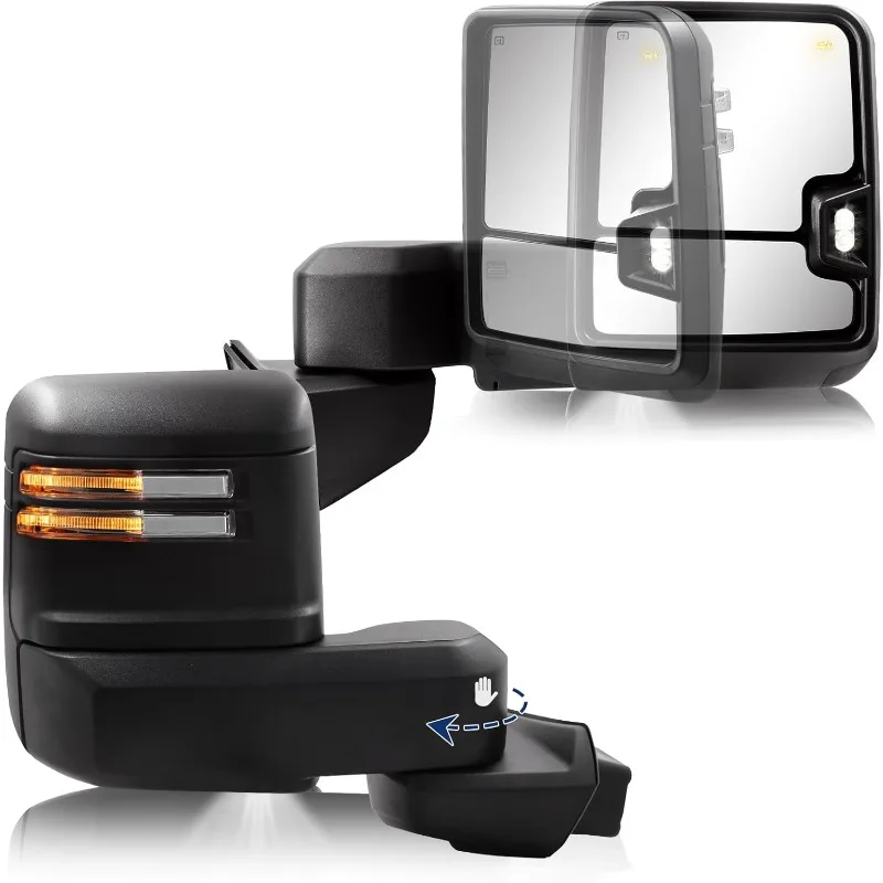 

Towing Mirror With Power Adjustment Mirror Heated Turn Signal & Running Light Backup Light Puddle Lamp Temperature Pair Set