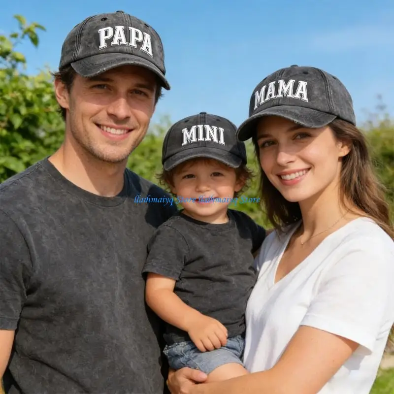 

573B Set Of 3 Adjustable Cotton Blend Baseball Cap Kids And Adults Outside