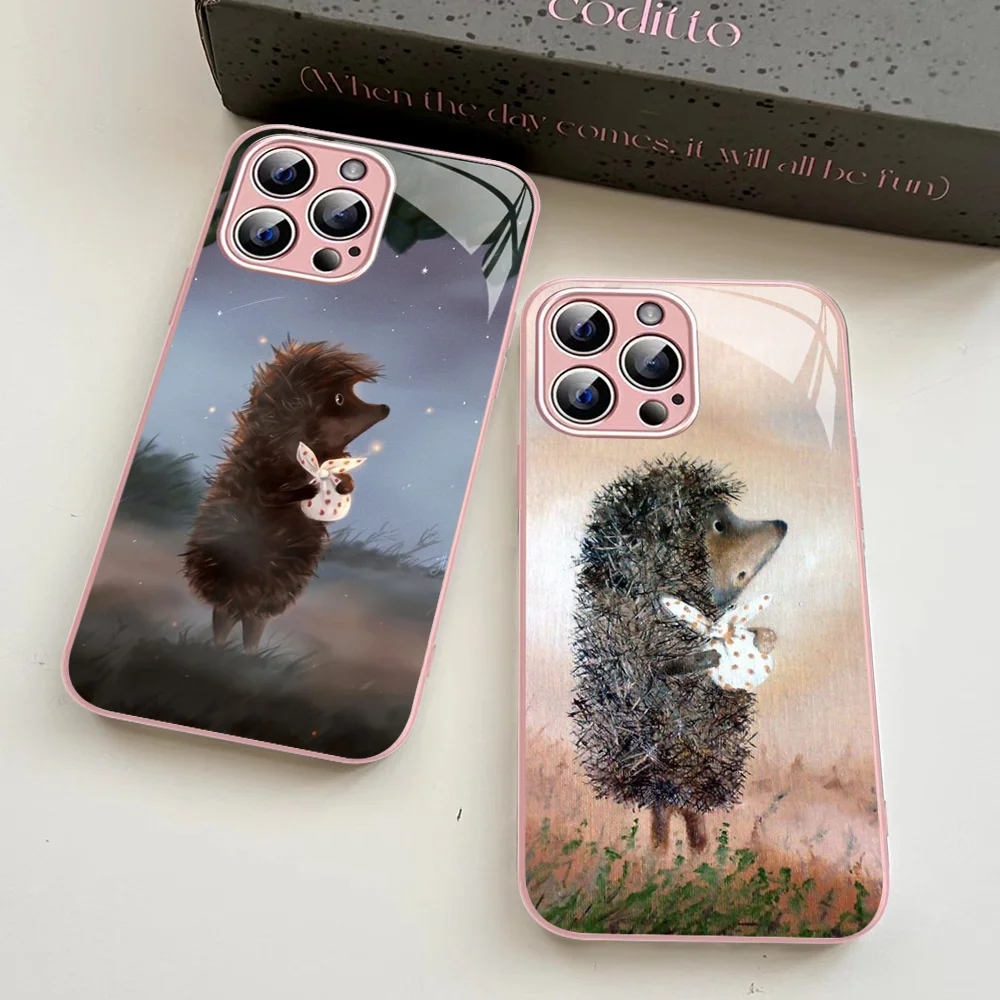 Bright Hedgehog in the Fog Phone Case Tempered Glass For iphone 14 13 12 11 Pro Mini XS MAX 14Plus X XS XR Cover