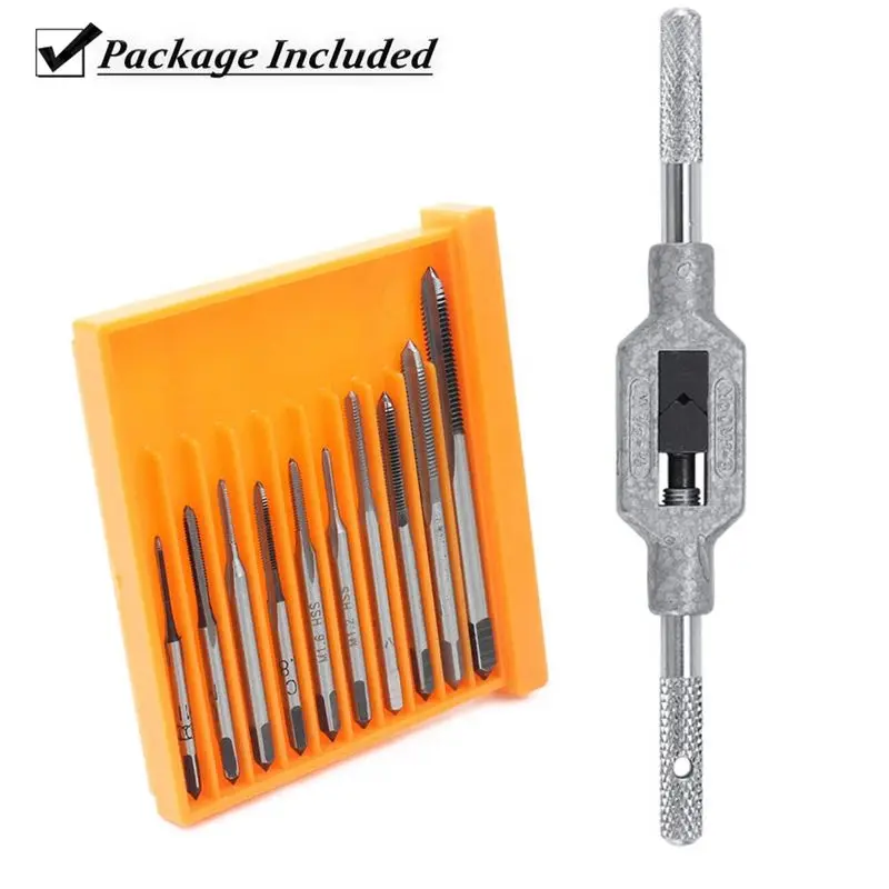 FTGT-10Pcs Micro-Taps Bit Small Hand Screw Thread Taps M1-M3.5 HSS Mini Metric Plug Tap Screw Tap Drill Tapping Tool