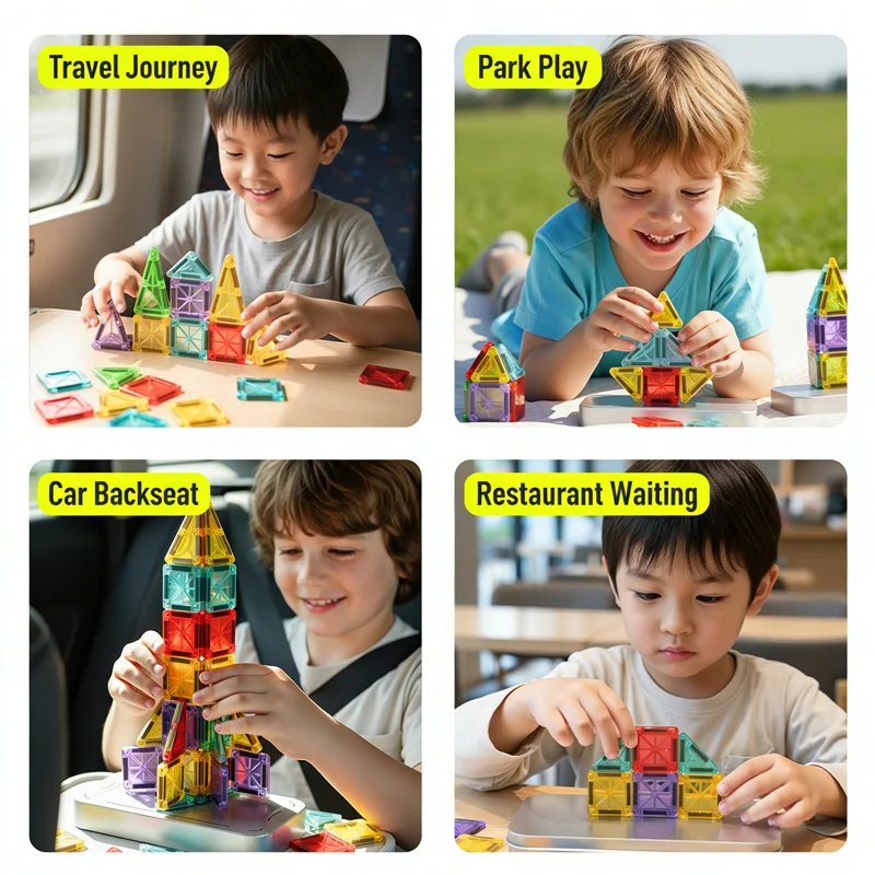 Jouets éducatifs Montessori, ensembles magnétiques, carreaux magnétiques pour enfants, cadeaux, blocs de Construction, modèle de bricolage, jouets de Construction
