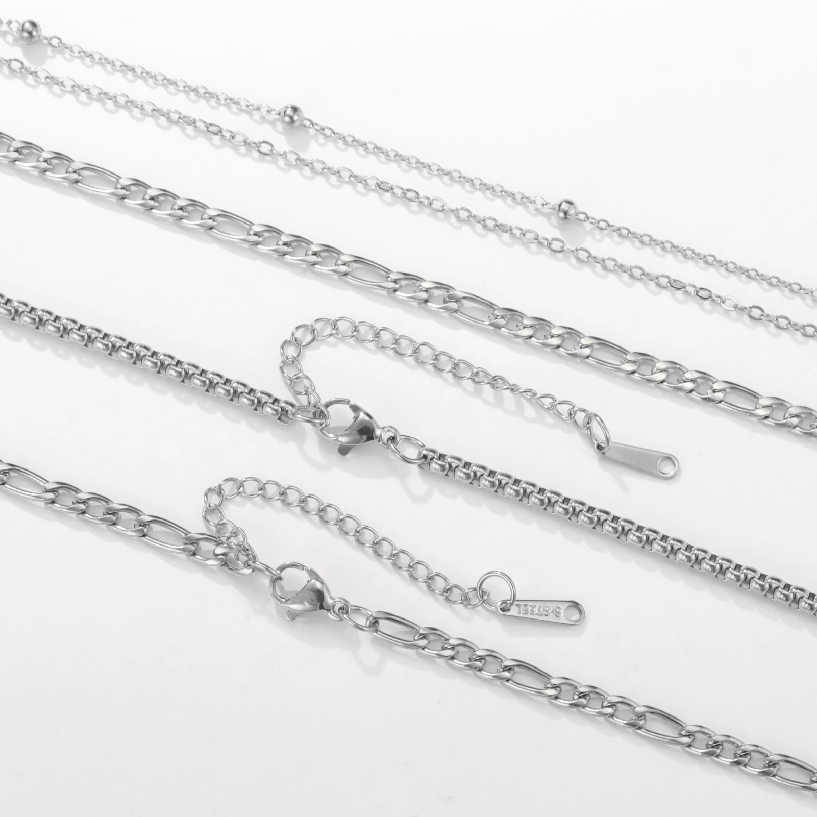COOLTIME Edelstahl Gliederkette Armband verstellbare Figaro Kette DIY Herstellung Verbinder Armband Schmuck Zubehör – Detail 1