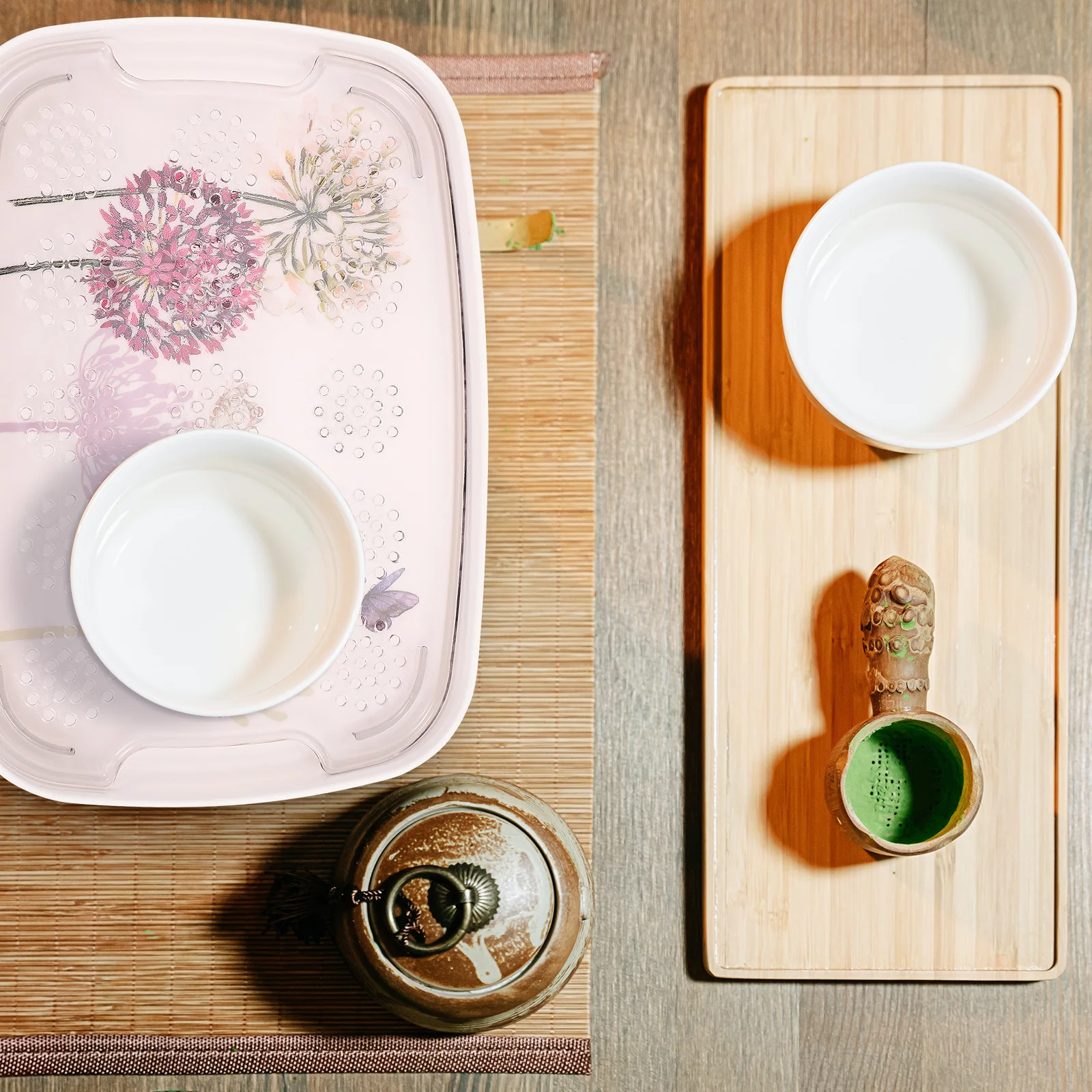 

Double-Layer Tea Tray Multipurpose Draining Plate for Kitchen Home Tea Cup Fruit Storage Serving Tray Practical Draining Plate