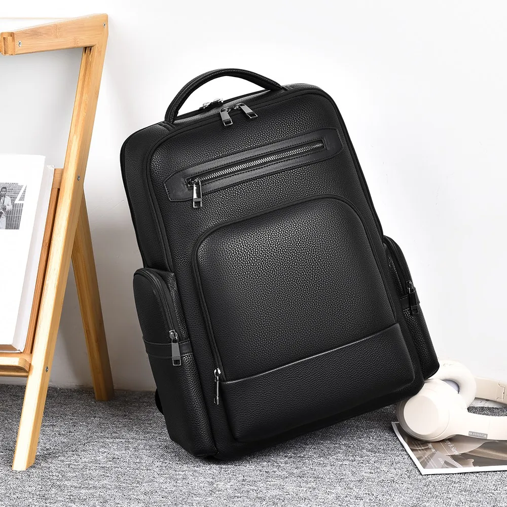 Mochila de cuero genuino para hombre, mochila escolar a la moda para adolescentes, bolso de viaje para hombre, mochila para ordenador portátil, bolso de mensajero, bolsos de cuero