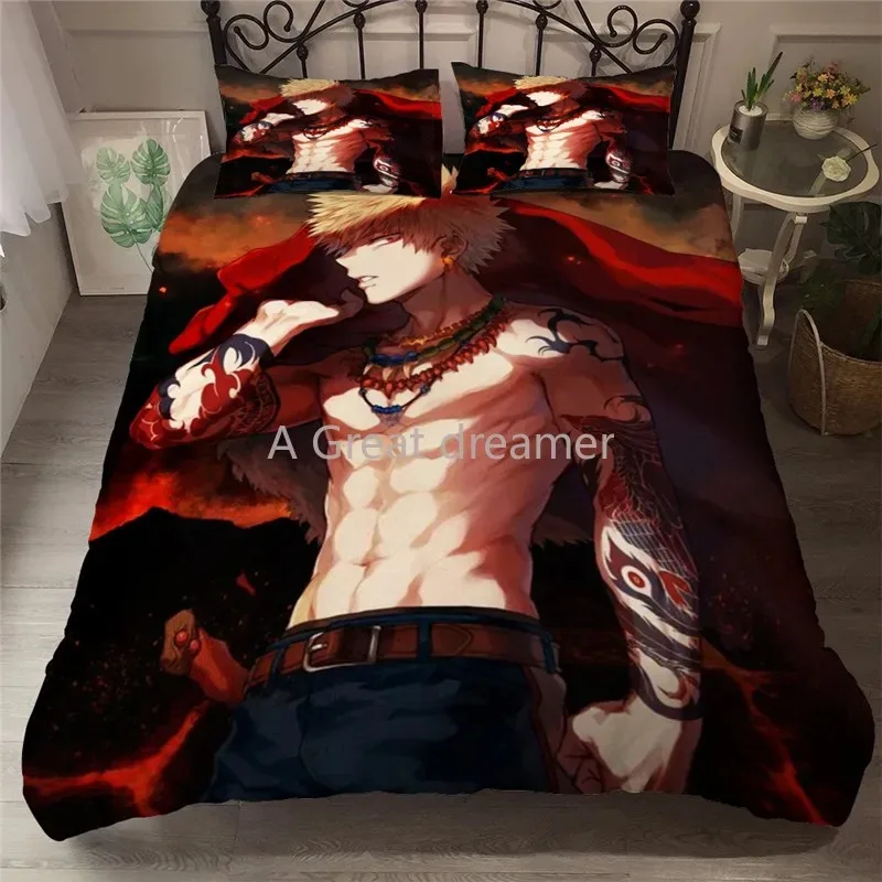 

My Hero Academy 3D Printed Bedding Set Cartoon Anime Microfiber Bed Linen Set Pillowcase Adult Bed Cover Home Textiles