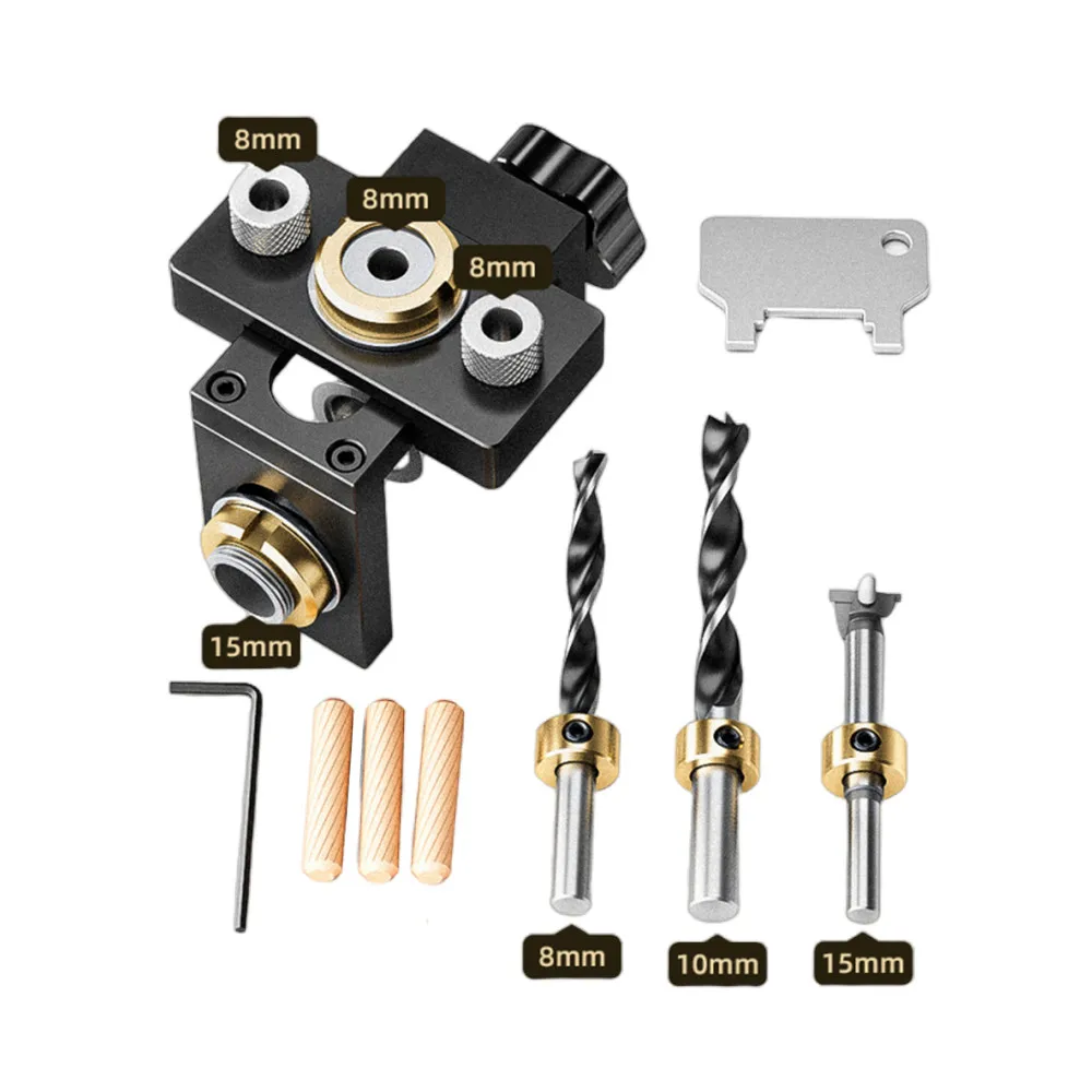 Houtbewerking 3-in-1 plugmalkit - Verstelbare houten pluggenpunchzoeker Aluminium zakgatmal, gereedschap voor kastgatboor