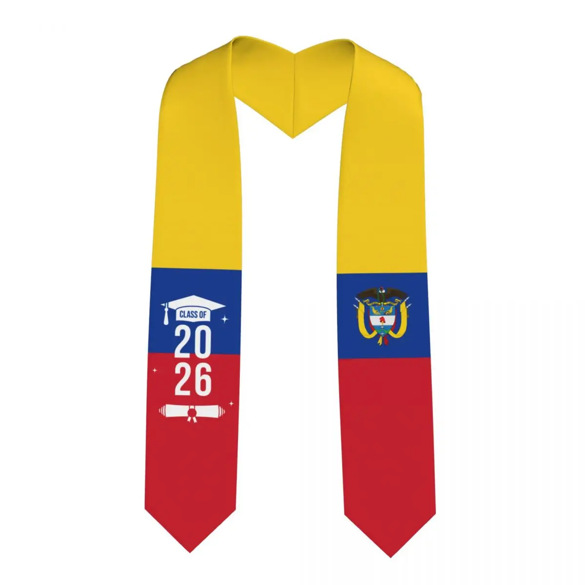 

Платок-шарф для выпускников с флагом Колумбии, класс 2026, для иностранных студентов, 183 см в длину