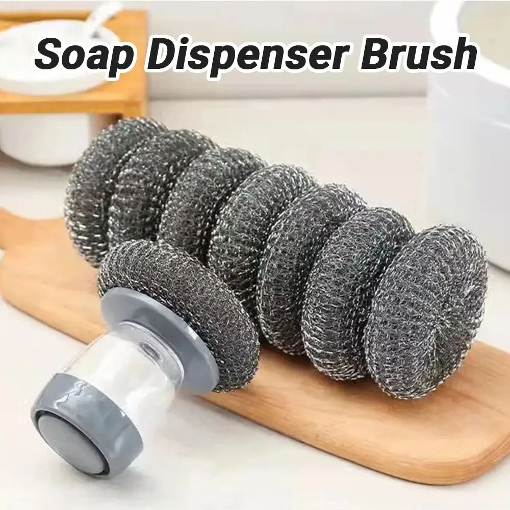 

5Pcs Creative Dish Cleaning Brush Liquid-added Ball Detergent Pot Brush Scrubber Durable Press Type Soap Dispenser Brush