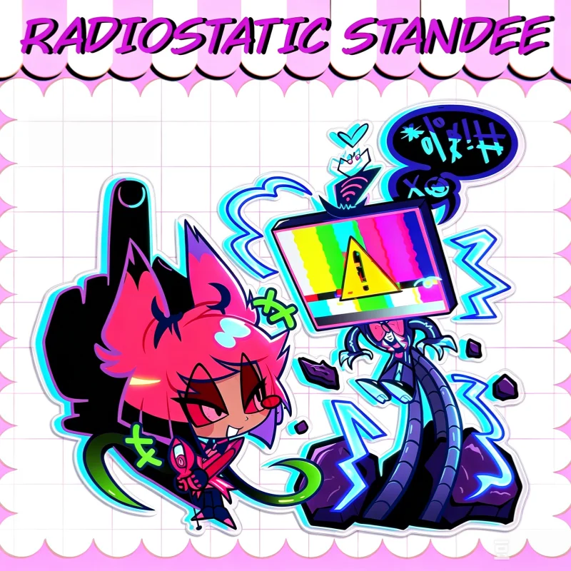 Cute Hazbin Hotel Acrylic Standees Chaggie Radioapple Lucilith Couple Stand Anime Merch Desk Decor Small Birthday Cosplay Gift