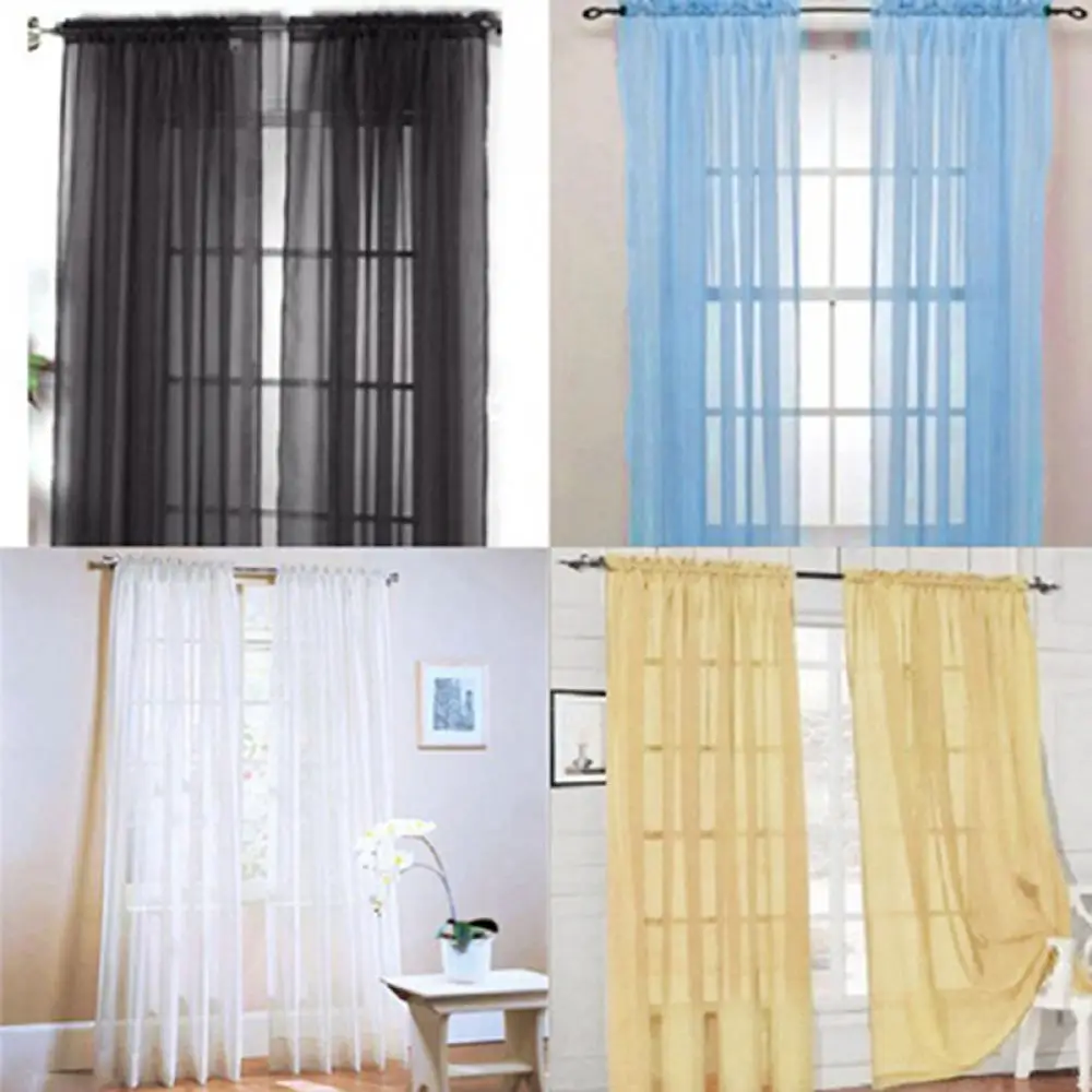 Tulle Mesh Sheer Curtain, Glass Yarn Sheer Window Valance Curtain, Living Room Door Valance Drape, Pure Color Bedroom Home Decor