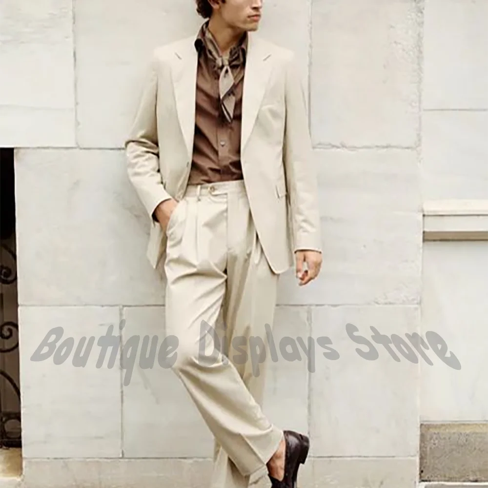 

Casual Loose Men's Suit Two Pieces Solid Color Notch Lapel Single Breasted Jacket Pants Fashion Party Prom Outfit Streetwear