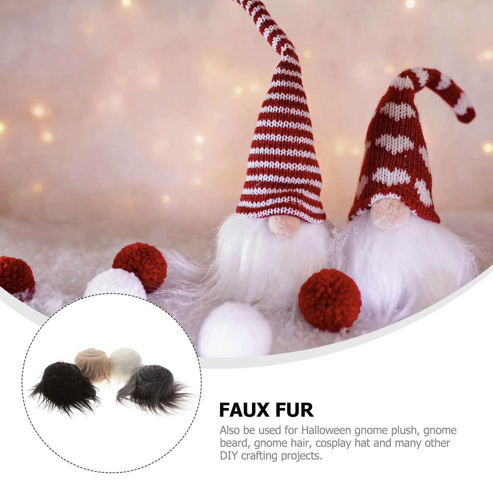 

4pcs Faux Fabric Set Acrylic Polyester Material for DIY Crafts Halloween Gnome Beard Hair Cosplay Hats for Clothing