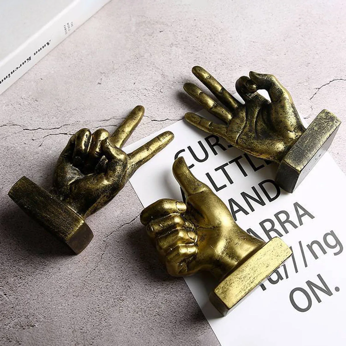 

Hand Gesture Statues Modern Art Sculpture Figurine Shelf Home Decor Living Room Bedroom Bookshelf Office Desktop Coffee Desktop
