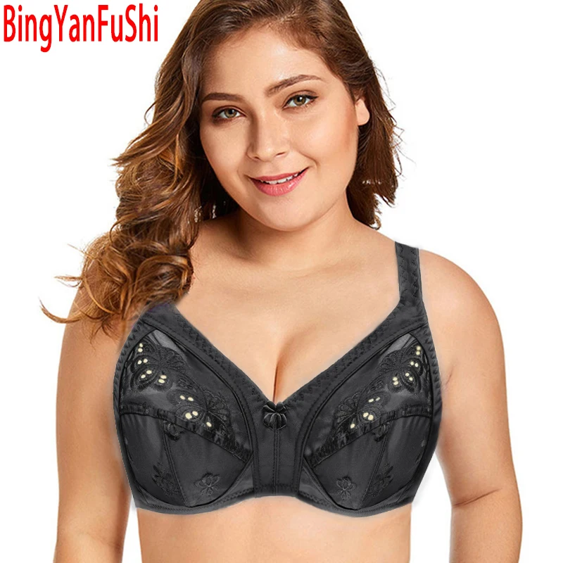 Full Coverage Bra Without Underwire Seamless Top Women Bras Push Up Unlined Embroidery Sexy Lace Great Mom Bh C D E F G BH C12