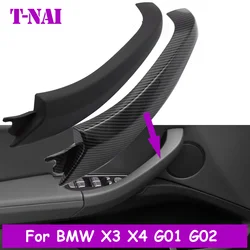 Car Interior Carbon Fiber Left Right Door Pull Handle Outer Cover Replacement For BMW X3 X4 G01 G02 F97 F98 2018-2021