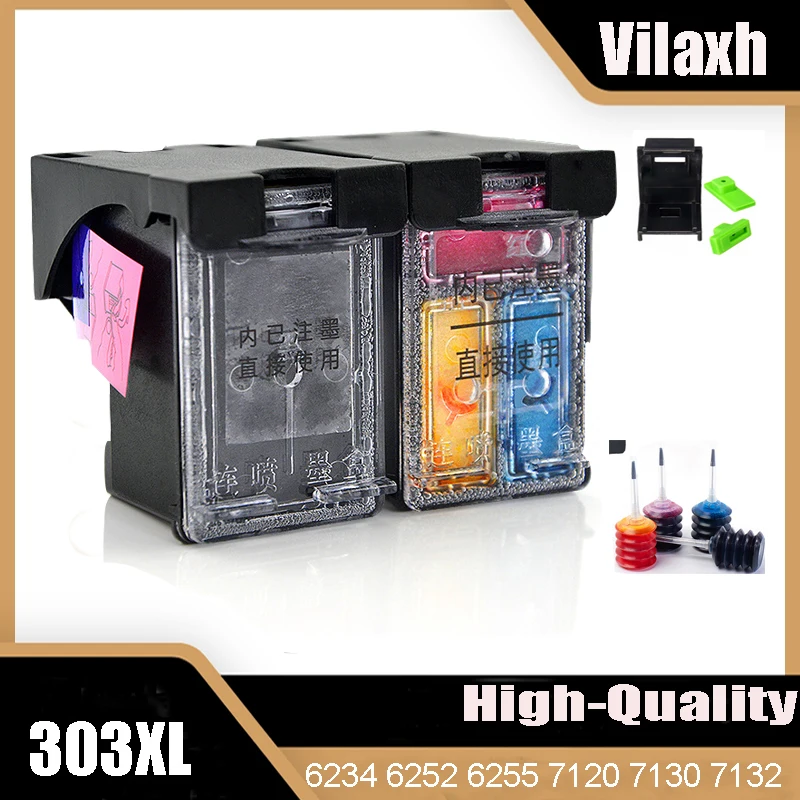 Vilaxh Ink Cartridge 303XL Compatible for HP303 for HP 303 for Envy 6220 6222 6230 6234 6252 6255 7120 7130 7132 7155 Printers