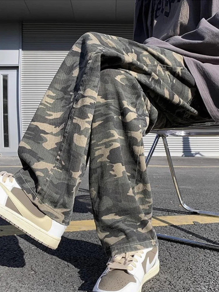 

Американские джинсовые джинсы в стиле ретро, мужские модные брендовые INS, свободные уличные повседневные прямые длинные брюки, осень-зима, большие размеры