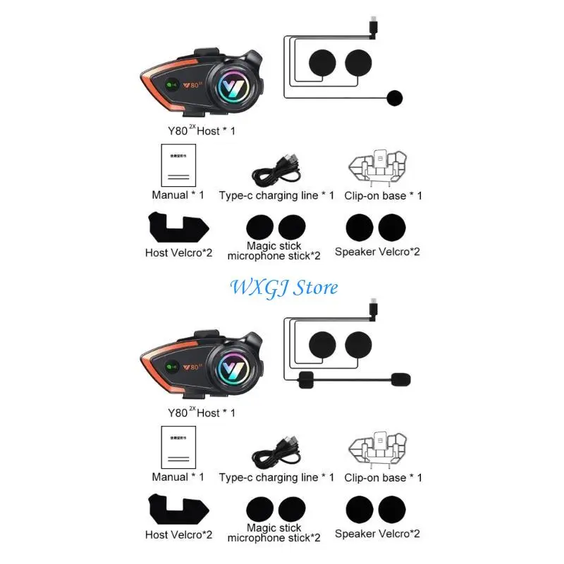 

37JE Helmet Walkie Headset Motorcycle Intercom Wireless Handfree Anti-Jamming Headset