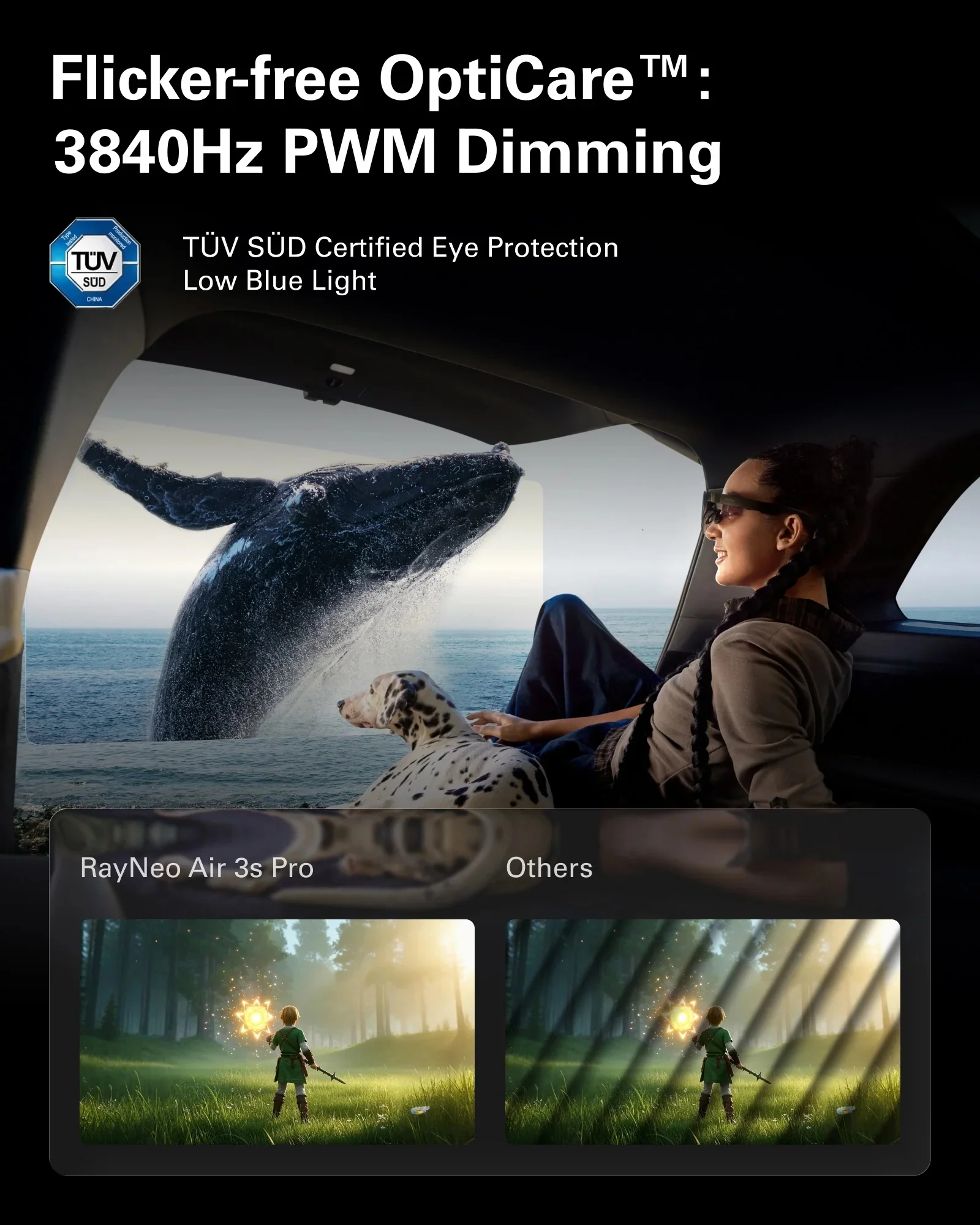 Óculos AR inteligentes RayNeo Air 3S Pro, equivalentes a 4 metros 135 polegadas, som surround 3D, 120 Hz