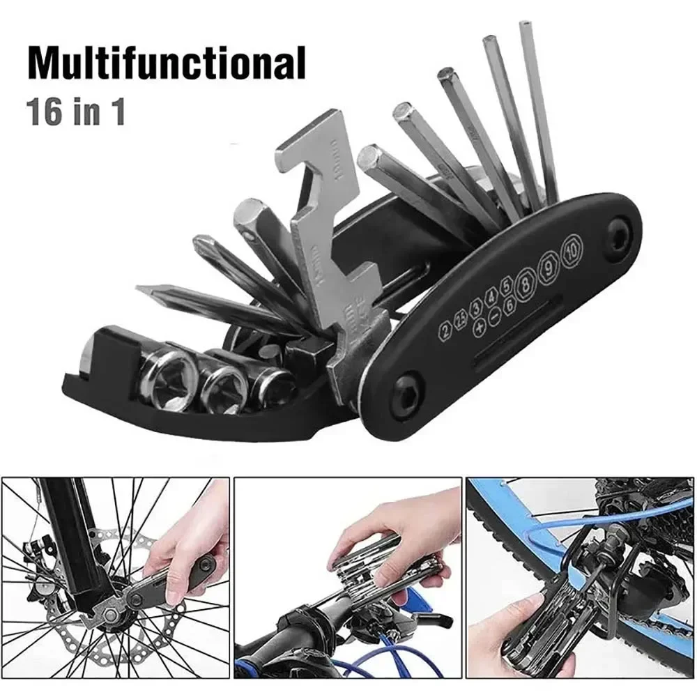16 in 1 repair tool Bicycle Portable Folding Multipurpose Wrench Bike Tire Repair Tool Bicycle Repair Tools