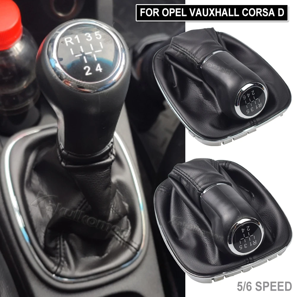 5 Speed 6 Speed Car Shift Gear Knob With Leather Boot For OPEL VAUXHALL CORSA D 2006 2007 2008 2009 2010 2011 2012 2013 2014