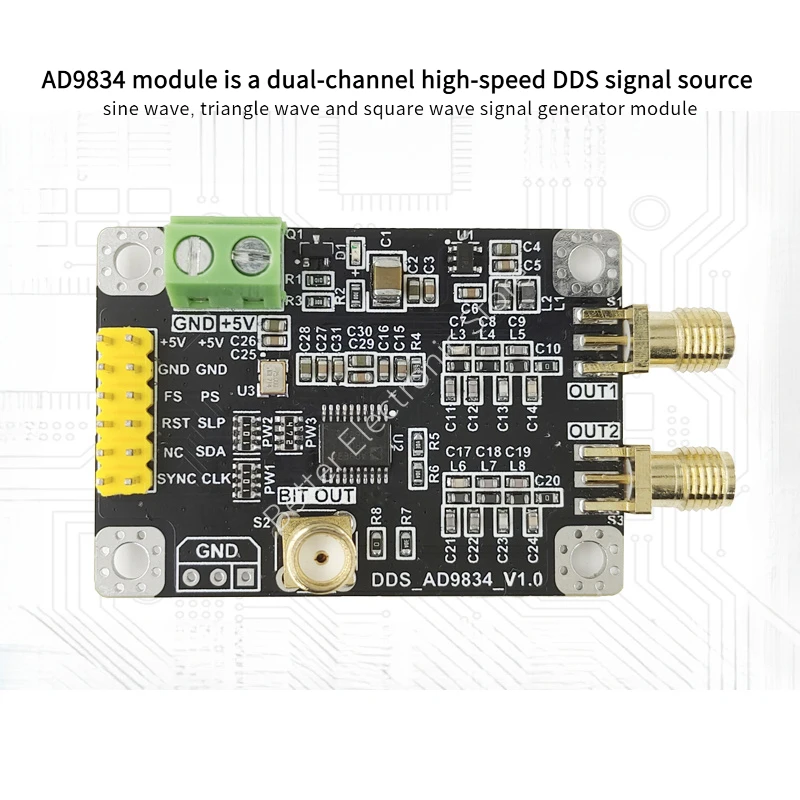 AD9834 Dual-channel high-speed DDS signal source sine wave, triangle wave and square wave signal generator module