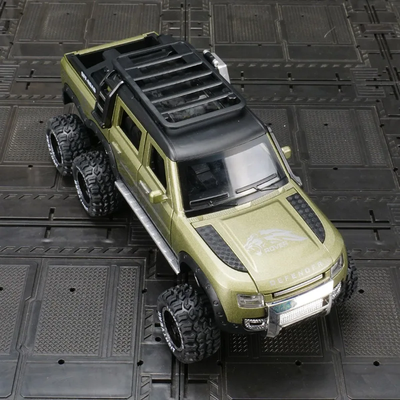 

1:24 Land Rover Defender modified 6-wheel alloy car model ornaments off-road vehicles with acousto-optic children's toys