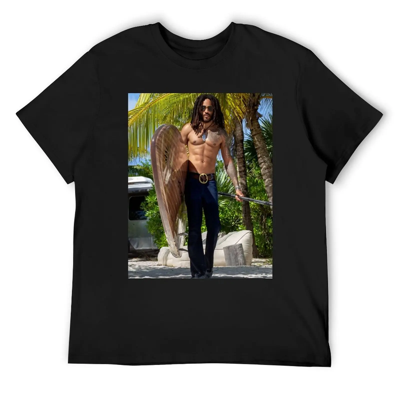 lenny kravitz aesthetic T-Shirt street wear summer tops tees black t shirts for men