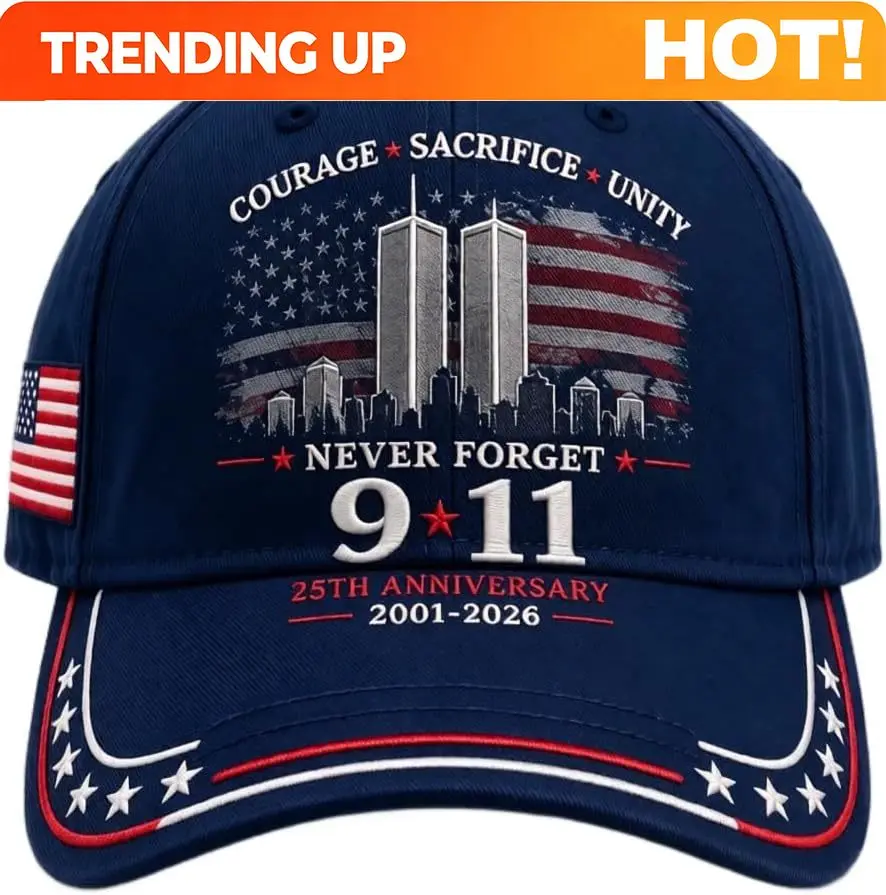 Custom Never Forget 9/11 25th Anniversary Baseball Cap For Men Women | Twin Towers Graphic, 2001-2026 Commemorative, 9/11 Hat Ne