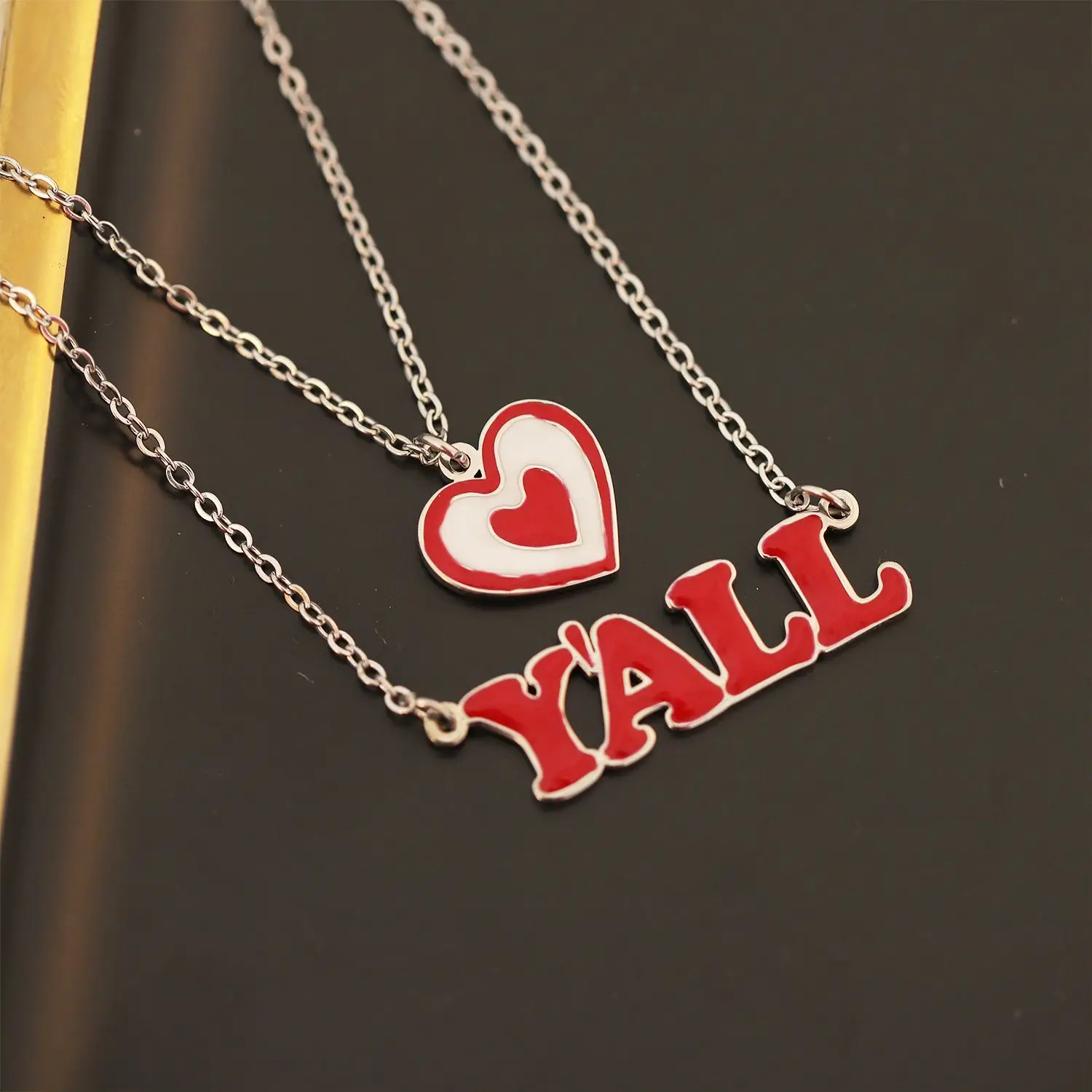 Double-layer Stack Wearing Oil Custom Name Heart Enamel Necklace Personalized Stainless Steel Girlfriend Jewelry Graduation Gift