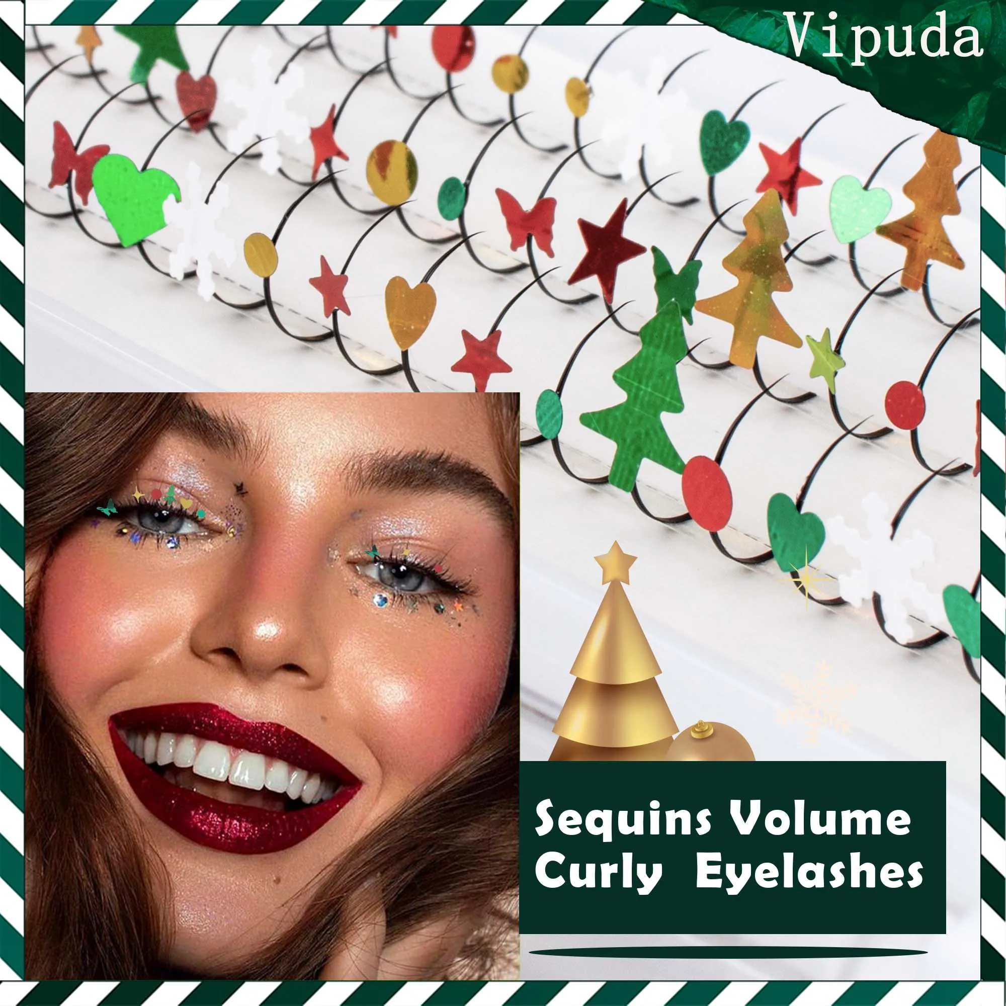 

VIPUDA Christmas Makeup Butterfly Glitte Fashion DIY Eyelash Extension Shiny Decorations