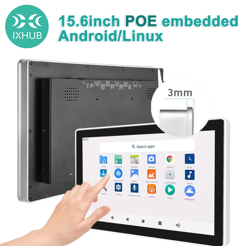 

30W POE PC IXHUB 15.6Inch Ubuntu20.04 Front Embedded HMI IP65 Waterproof Wall Mounted Industrial Touchscreen All-in-One Computer
