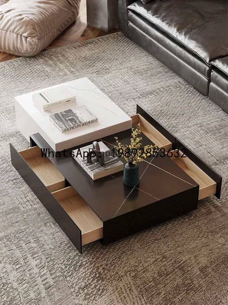 Slate coffee table modern simple Italian light luxury minimalist rectangular combination marble