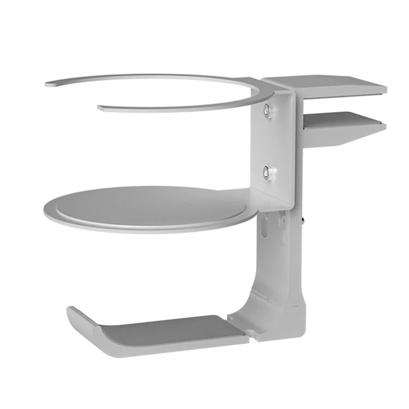 حامل أكواب بمشبك عملي للمكتب، حامل أكواب مضاد للانسكاب لطاولة المكتب، خطاف سماعة أذن مزدوج مع حامل مشروبات، فضي #3