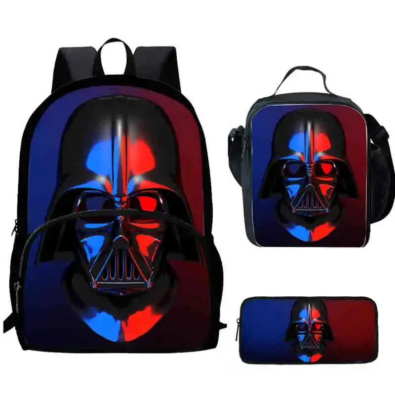 Cartoon S-Star-W-Wars Child Backpack with Front Pocket,Lunch Bags,Pencil Bags for Aged 5-10 Anime Backpack Boys Girls,Best Gift