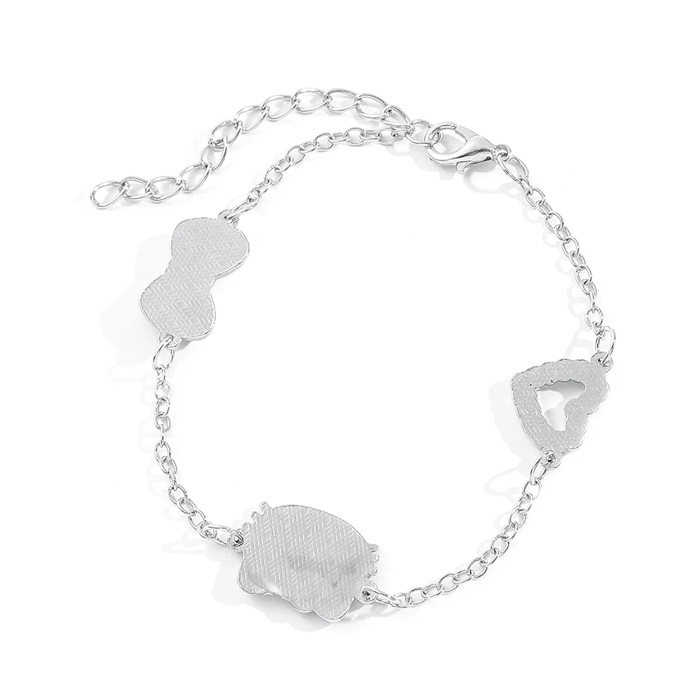 Anime Sanrio Bracelet Cartoon Figure Hello Kitty Head Heart Shape Rhinestones Metal Bracelet Bangle Kawaii Jewelry Accessories