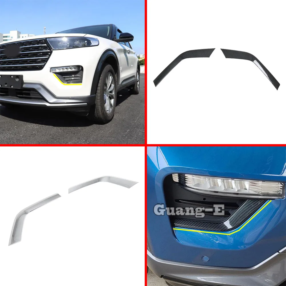 

Car Styling Cover Trim Front Head Fog Light Hood Lamp Frame Stick Eyebrow 2CPs For Ford Explorer U625 2019 2020 2021 2022 2023