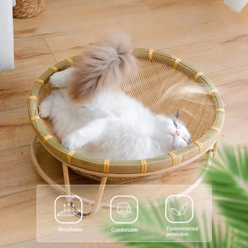 Bamboo Cat Nest Washable Cat Nest in Summer Knitting Toys Pet Supplies Breathable and Cool Cat Nest Cat Bed
