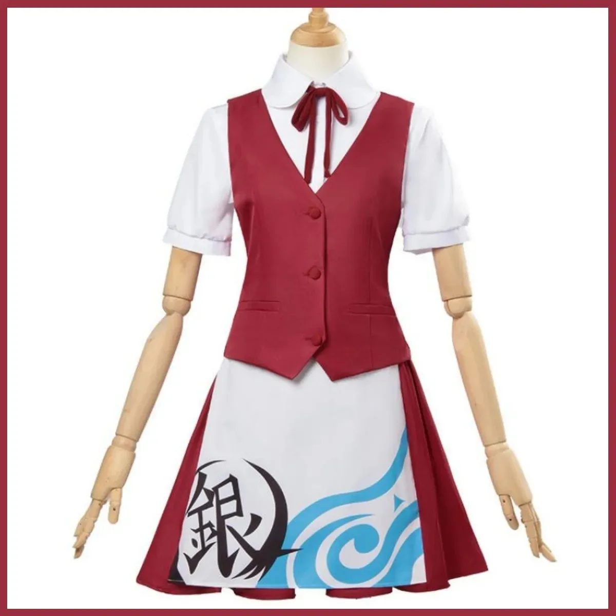 Disfraz de Anime GINTAMA Leader Kagura, camisa de trabajo de café, uniforme, falda, chaleco, peluca, mujer, lindo vestido de Halloween y Navidad