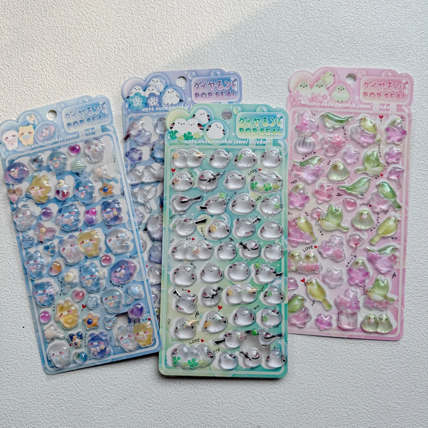 1 pc/4 pcs Cute Cartoon Birds Bear Drop 3D Relief Stickers Journaling DIY Diary Stationery Sticker Decor School Supplies image 6