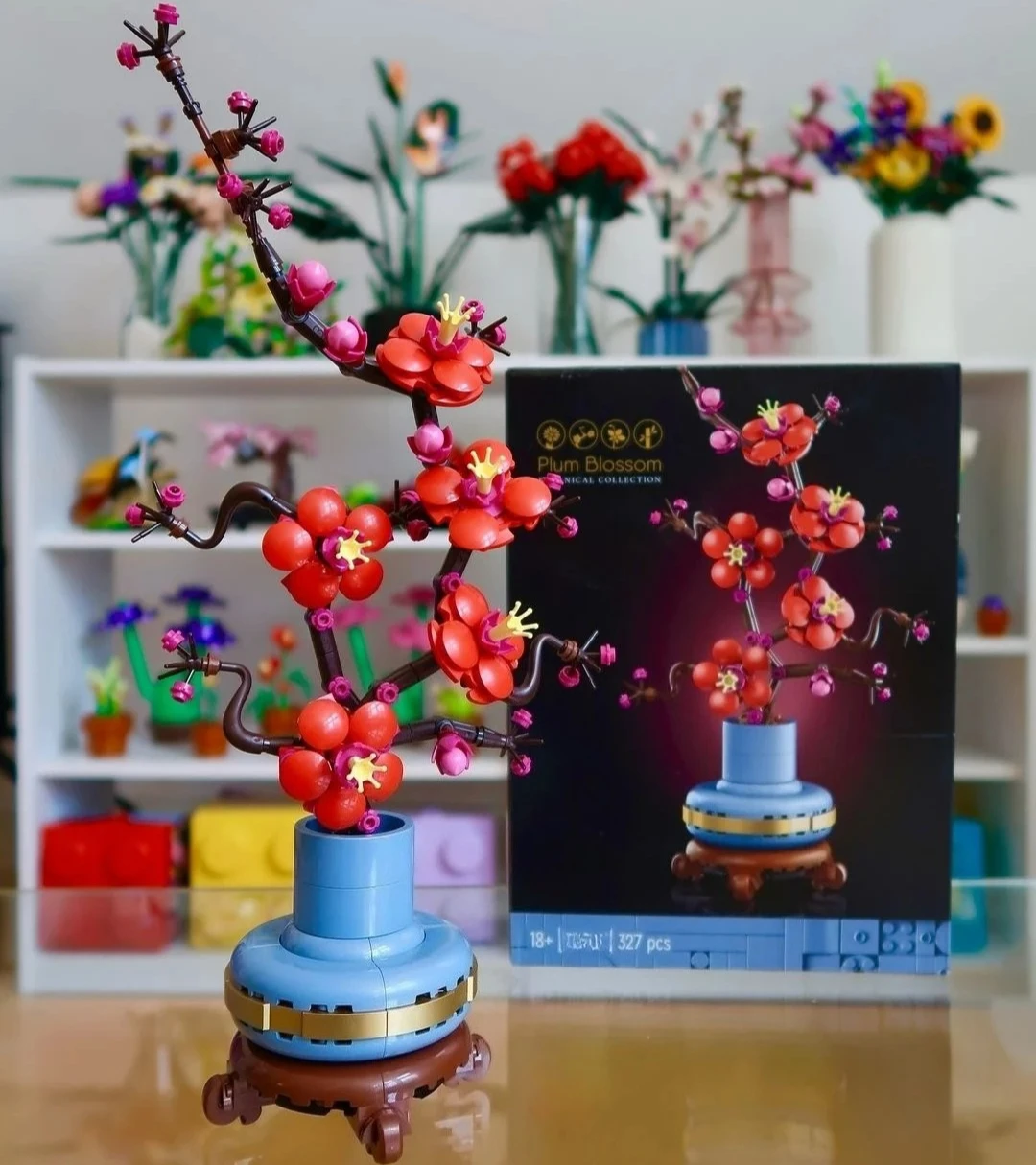 Pictogrammen Pruimenbloesem Bouwsets voor volwassenen Kunstbloem voor eettafel Middelpunt Woonkamer Home Decor DIY Craft Kits