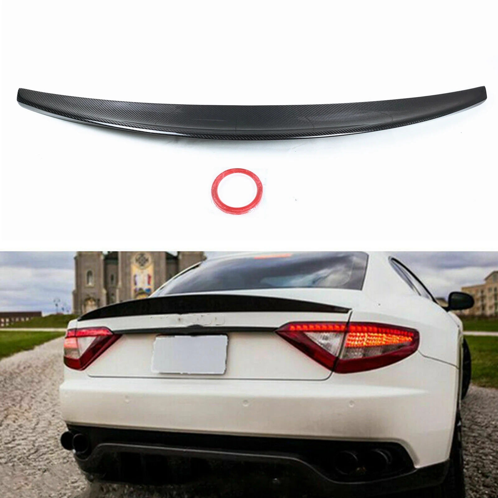 For Maserati GranTurismo Coupe GT 2007-2015 DCN Carbon Fiber Rear Trunk Lid Spoiler Wing Lip Car Decklid Flap Tailgate Splitter