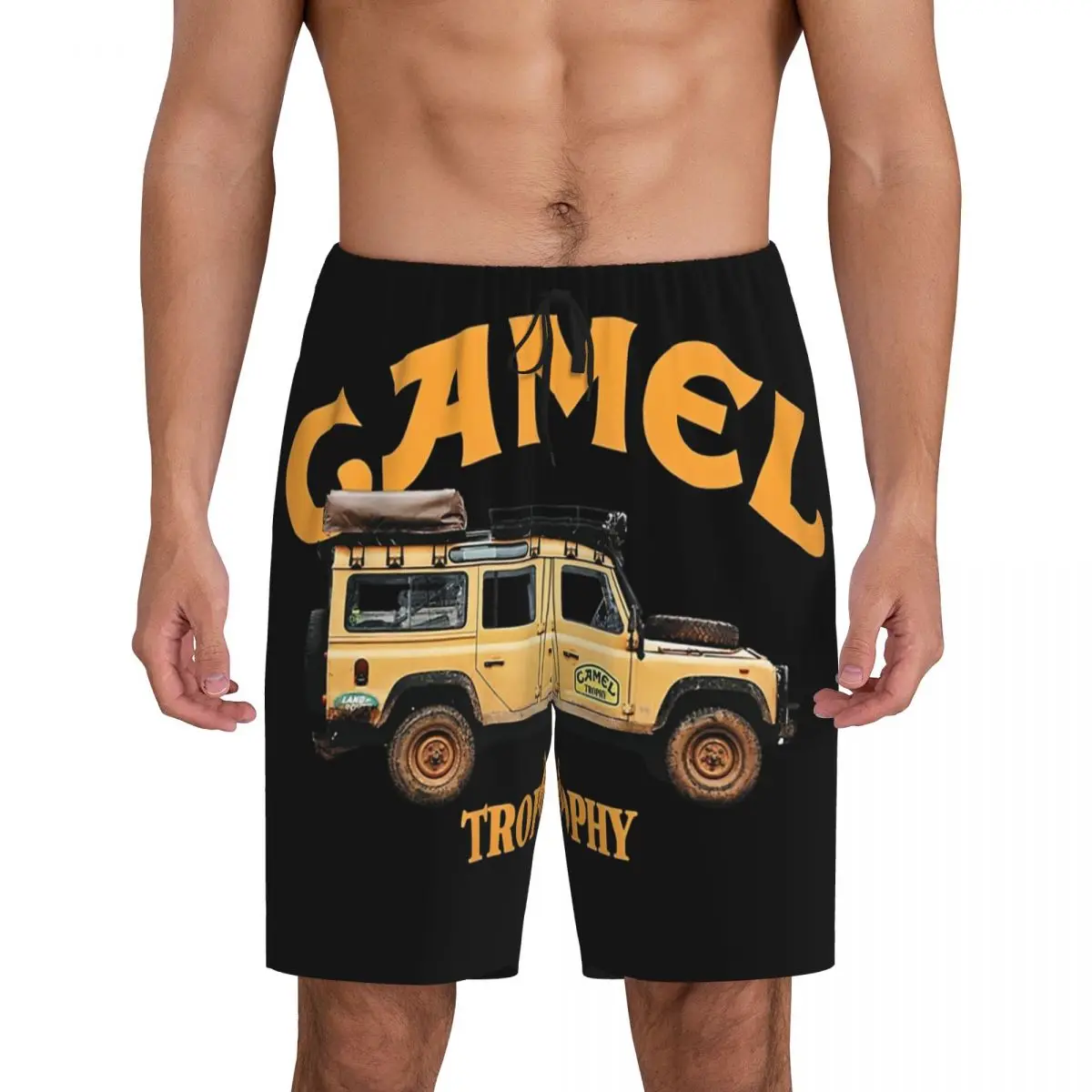 Custom Printed Men Camel Trophy Pajama Shorts Sleep Pjs Sleepwear Bottoms with Pockets