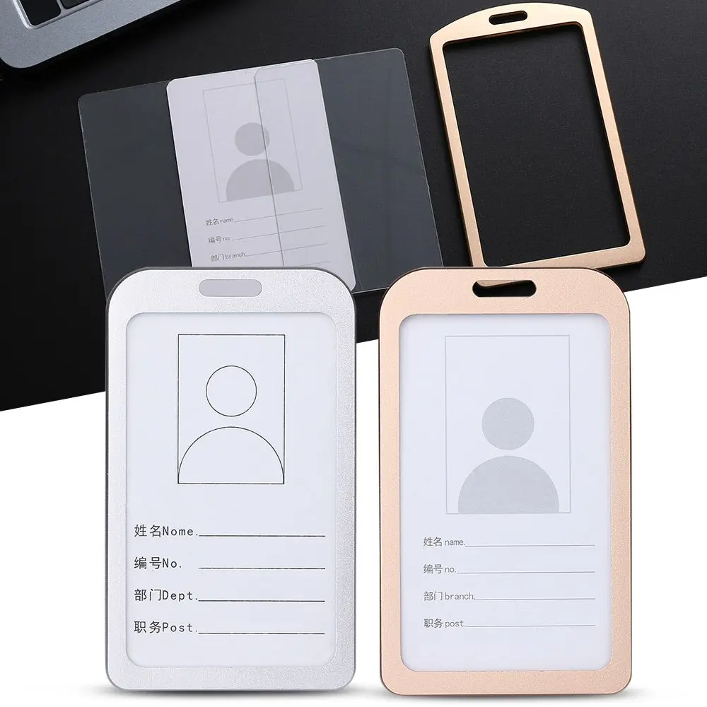 New Metal Vertical Name Card Work Card Holders ID Business Case Aluminum Alloy