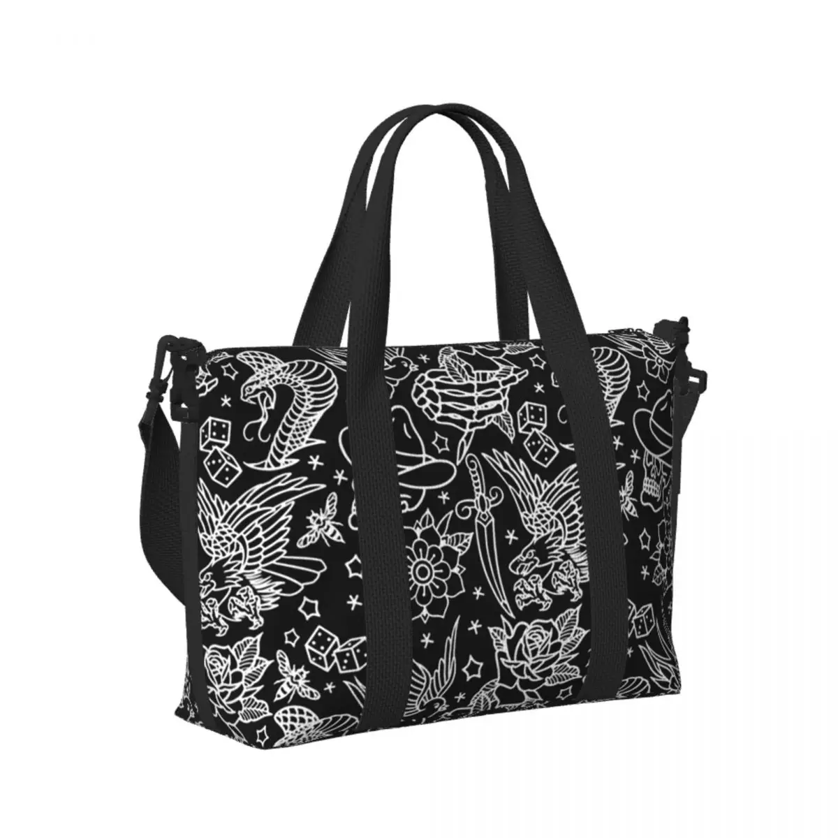 

Пользовательские американские традиционные татуировки с флэш-принтом, пляжная дорожная сумка, сумки-тоут для спортзала, спортивная женская дорожная сумка для покупок