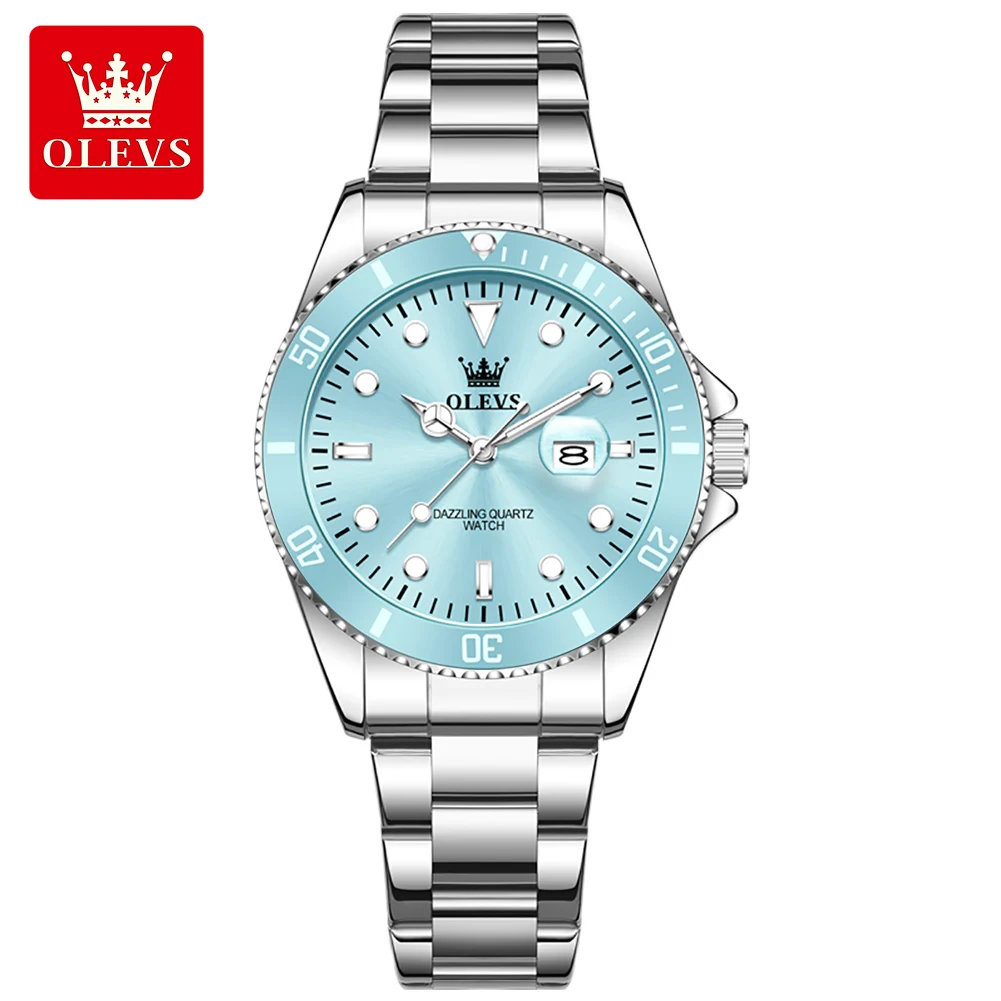 OLEVS Luxury Stainless Steel Waterproof Quartz Watch for Women Fashion Calendar Luminous Womens Wristwatch Sport Clock reloj - view 4