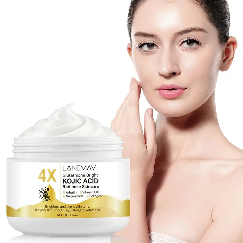 LANEMAY 4X Kojic Acid Face Cream Eliminates Dark Spots Dullness Deep Hydrating Nourishing Intensive Moisture Barrier Skincare